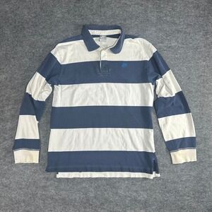 Nike Rugby Shirt Mens XL Blue White Stripe Long Sleeve Polo Casual